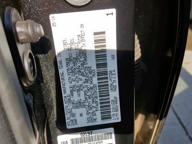 5TFAW5F18EX391283 - 2014 TOYOTA TUNDRA CRE BLACK photo 10