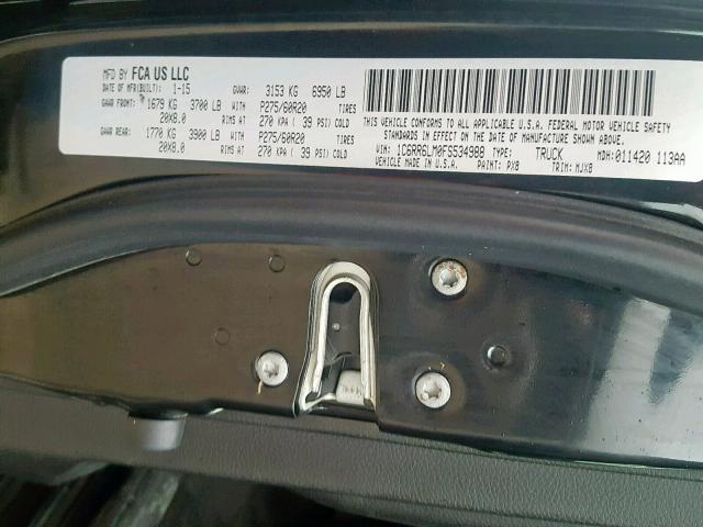 1C6RR6LM0FS534988 - 2015 RAM 1500 SLT შავი ფოტო 10
