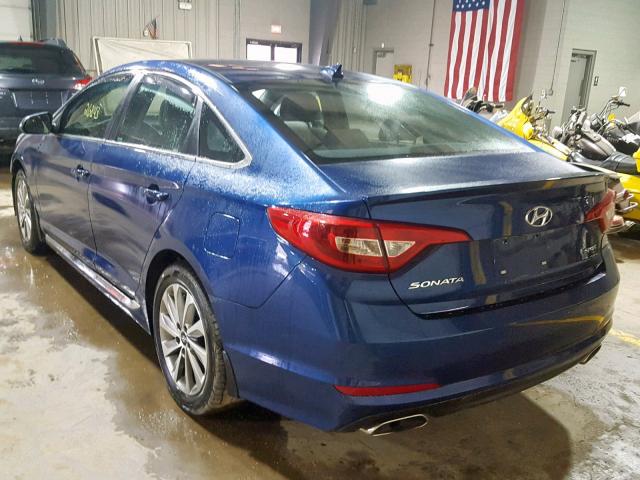 5NPE34AF7FH057301 - 2015 HYUNDAI SONATA SPO BLUE photo 3