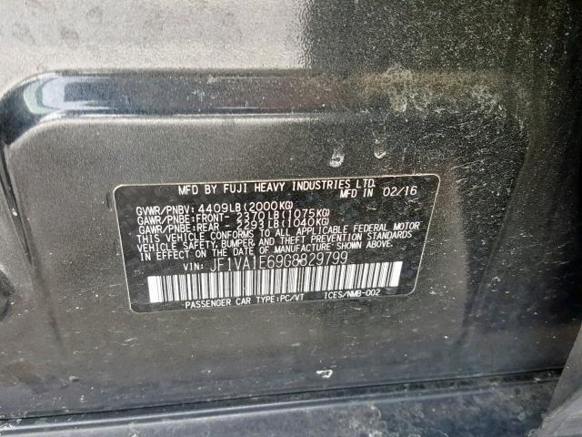 JF1VA1E69G8829799 - 2016 SUBARU WRX PREMIU CHARCOAL photo 10