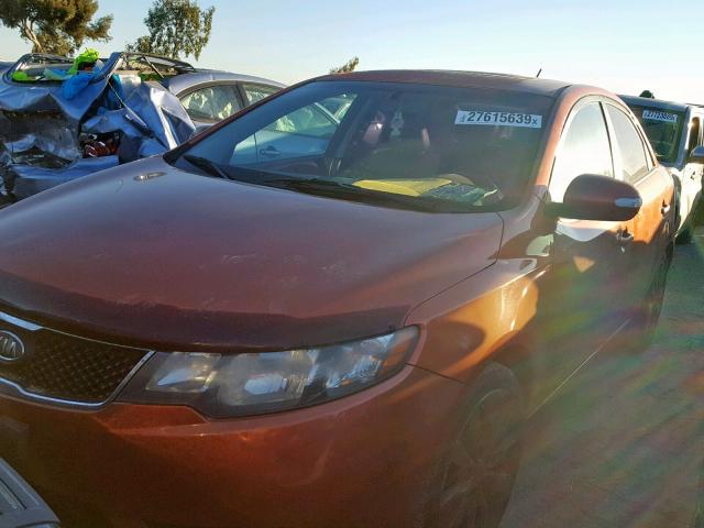 KNAFW4A38A5311234 - 2010 KIA FORTE SX ORANGE photo 2