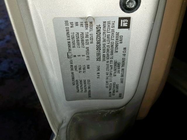 1GNDV23W38D199782 - 2008 CHEVROLET UPLANDER L 米色 照片 10