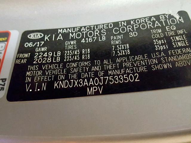 KNDJX3AA0J7533502 - 2018 KIA SOUL ! Gümüş foto 10