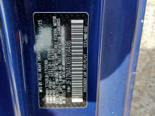 JF1ZNAA1XG8704486 - 2016 TOYOTA SCION FR-S BLUE photo 10