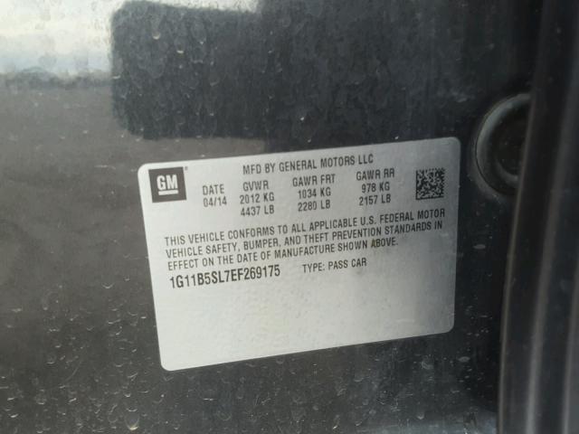 1G11B5SL7EF269175 - 2014 CHEVROLET MALIBU LS CHARCOAL photo 10