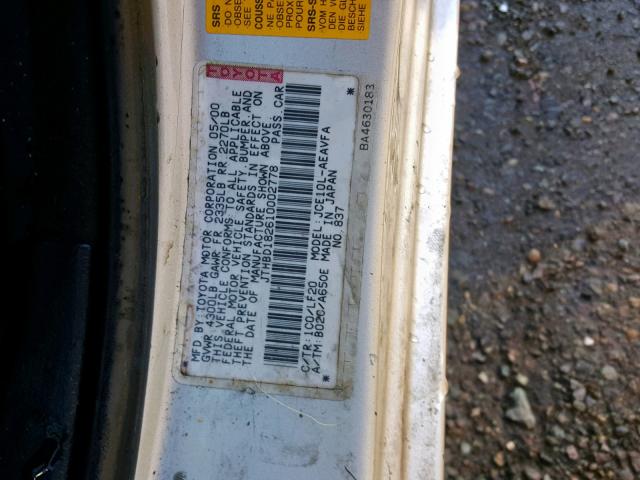 JTHBD182610002778 - 2001 LEXUS IS 300 SILVER photo 10