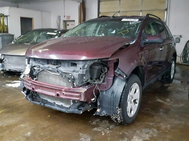 2FMDK4JC3BBA91953 - 2011 FORD EDGE SEL BURGUNDY photo 2