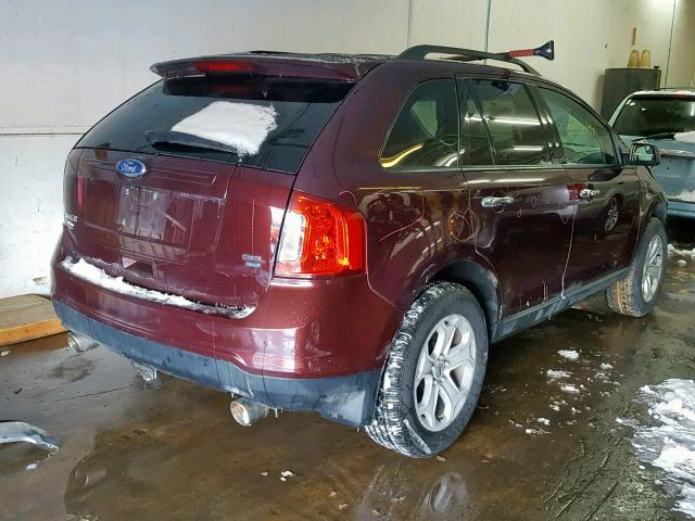 2FMDK4JC3BBA91953 - 2011 FORD EDGE SEL BURGUNDY photo 4