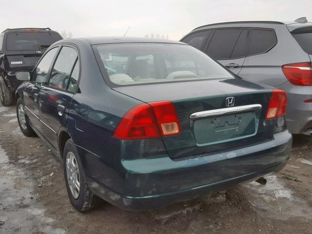 2HGES16391H907383 - 2001 HONDA CIVIC DX GREEN photo 3