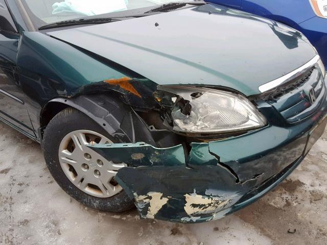 2HGES16391H907383 - 2001 HONDA CIVIC DX GREEN photo 9