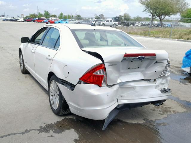 3FADP0L39AR270192 - 2010 FORD FUSION HYB WHITE photo 3