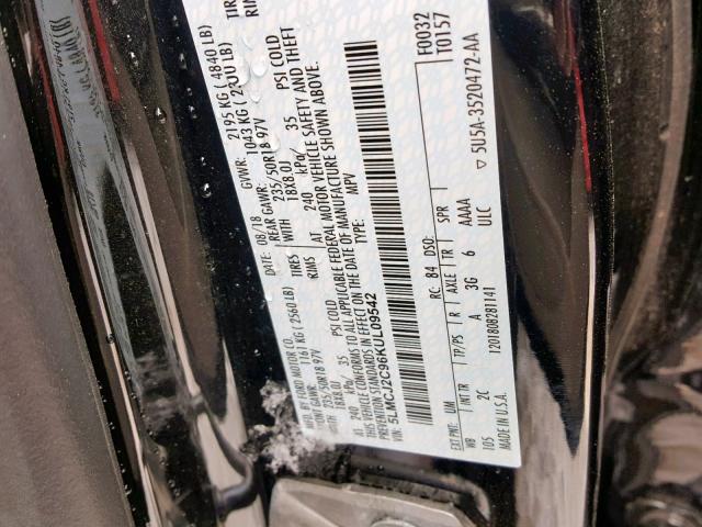 5LMCJ2C96KUL09542 - 2019 LINCOLN MKC SELECT 黑色 照片 10