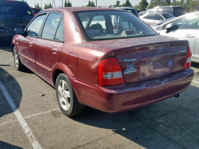 JM1BJ225520637950 - 2002 MAZDA PROTEGE DX BURGUNDY photo 3