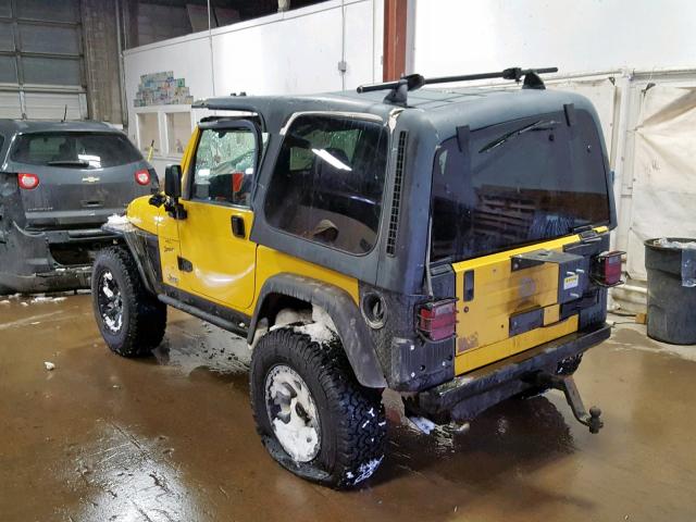 1J4FA49S91P342424 - 2001 JEEP WRANGLER / YELLOW photo 3