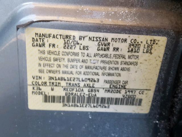 3N1AB61E27L609263 - 2007 NISSAN SENTRA 2.0 GRAY photo 10