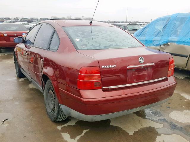 WVWMA63B0WE220460 - 1998 VOLKSWAGEN PASSAT GLS BURGUNDY photo 3