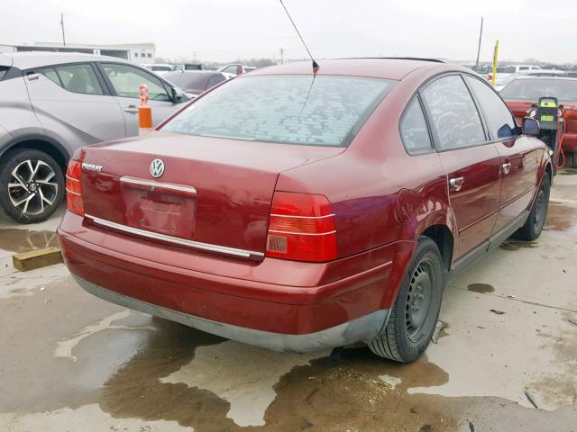 WVWMA63B0WE220460 - 1998 VOLKSWAGEN PASSAT GLS BURGUNDY photo 4