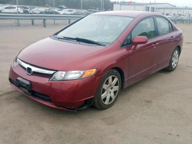 1HGFA165X7L015843 - 2007 HONDA CIVIC LX RED photo 2