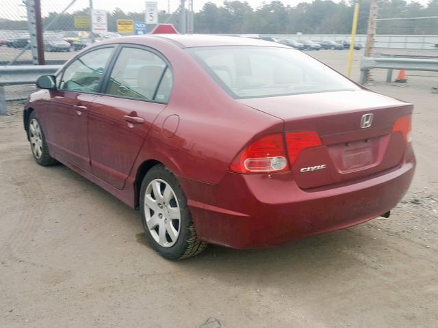 1HGFA165X7L015843 - 2007 HONDA CIVIC LX RED photo 3