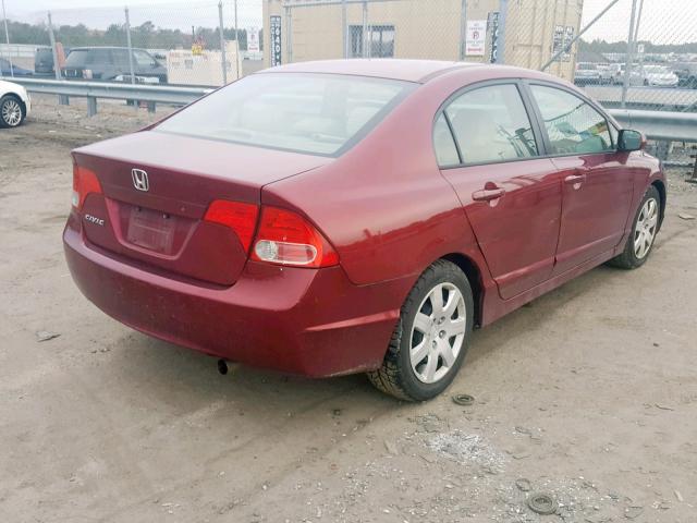 1HGFA165X7L015843 - 2007 HONDA CIVIC LX RED photo 4