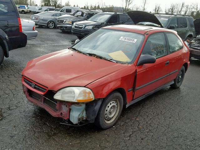 2HGEJ6349TH126900 - 1996 HONDA CIVIC DX RED photo 2