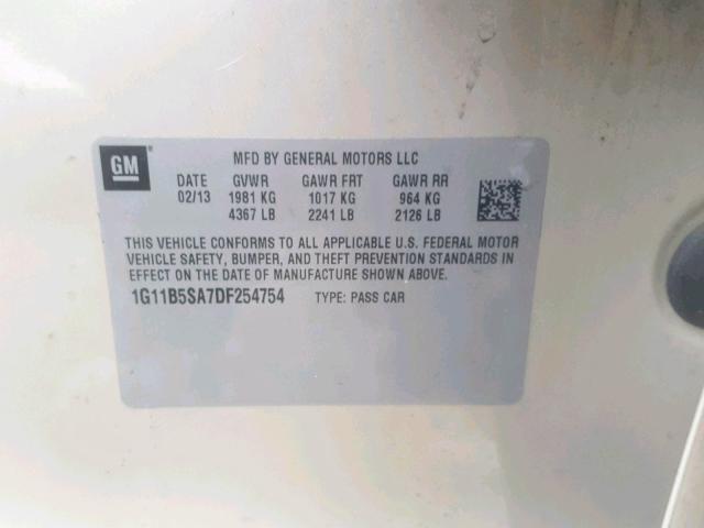 1G11B5SA7DF254754 - 2013 CHEVROLET MALIBU LS Qızıl foto 10