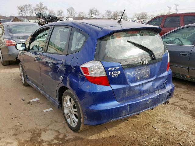 JHMGE88459S007709 - 2009 HONDA FIT SPORT BLUE photo 3