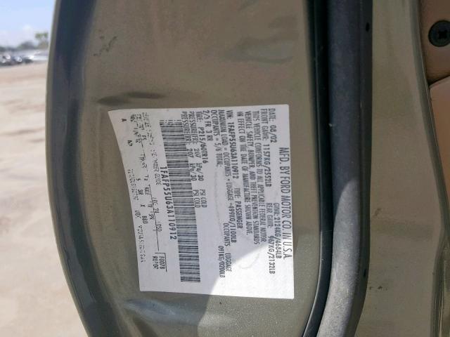 1FAFP55U63A110912 - 2003 FORD TAURUS SES SILVER photo 10