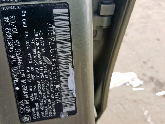 WBANA53544B173907 - 2004 BMW 525 I TAN photo 10