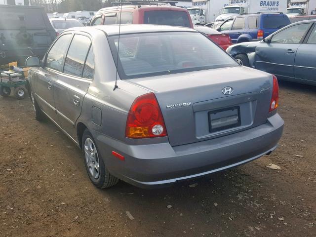 KMHCG45C34U508282 - 2004 HYUNDAI ACCENT GL GRAY photo 3