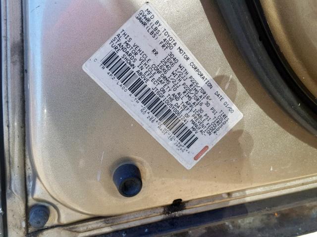 JT6GF10U5Y0061241 - 2000 LEXUS RX 300 GOLD photo 10