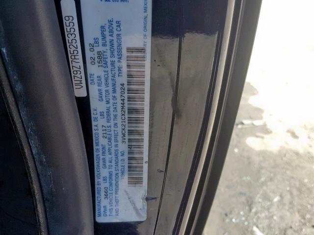 3VWCK21CX2M447024 - 2002 VOLKSWAGEN NEW BEETLE Көк фото 10