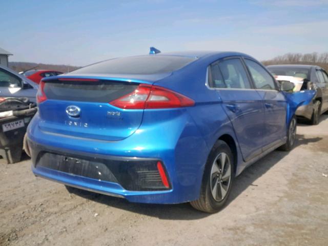 KMHC75LC0JU091241 - 2018 HYUNDAI IONIQ SEL BLUE photo 4