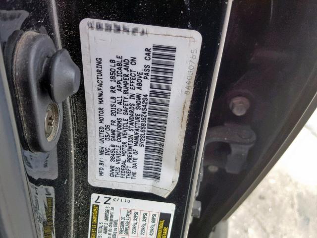 5Y2SL65816Z454294 - 2006 PONTIAC VIBE BLACK photo 10