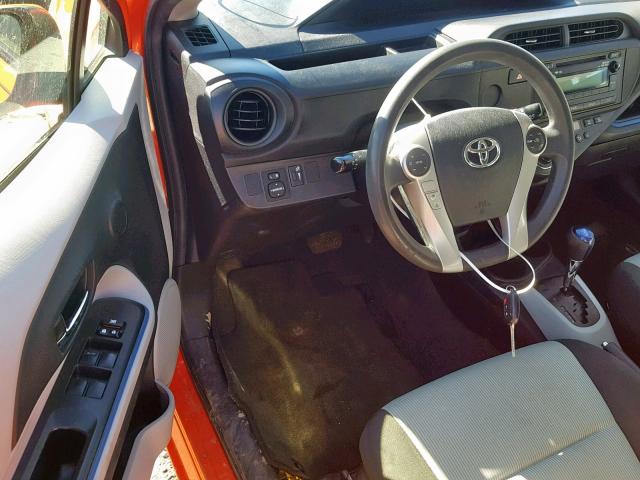 JTDKDTB38D1042339 - 2013 TOYOTA PRIUS C ORANGE photo 9