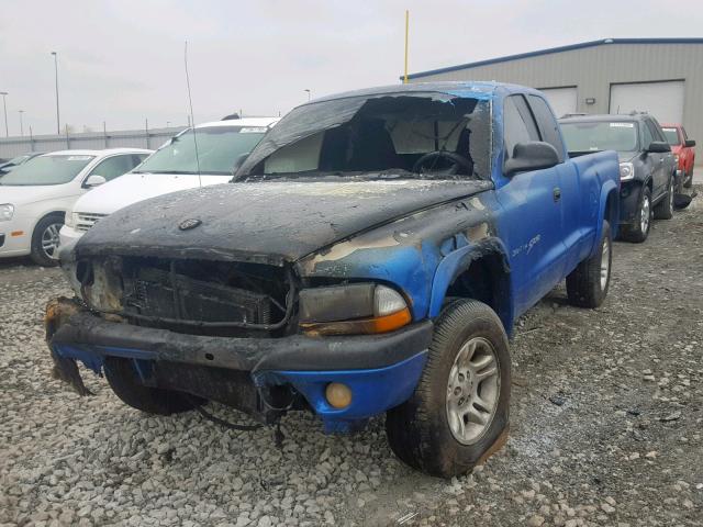 1B7GG22N01S205127 - 2001 DODGE DAKOTA BLUE photo 2