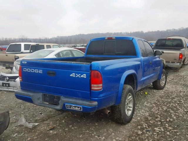 1B7GG22N01S205127 - 2001 DODGE DAKOTA BLUE photo 4