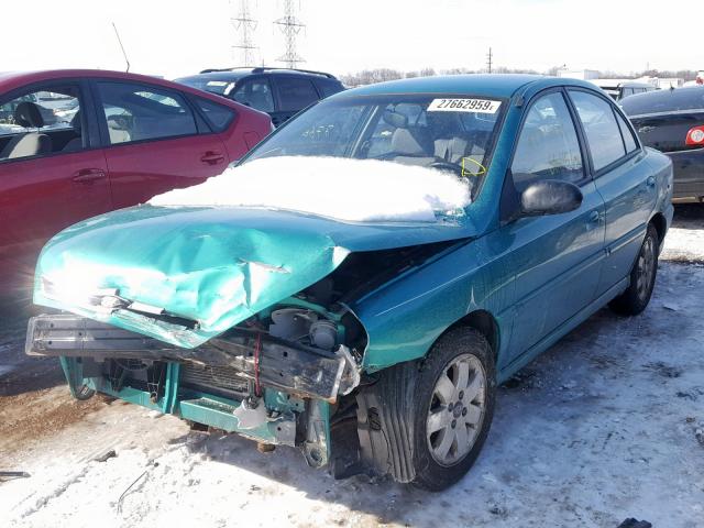 KNADC123416058050 - 2001 KIA RIO GREEN photo 2