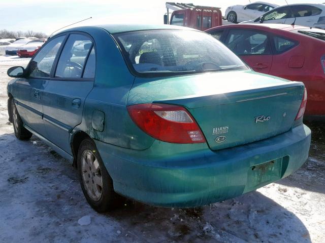 KNADC123416058050 - 2001 KIA RIO GREEN photo 3