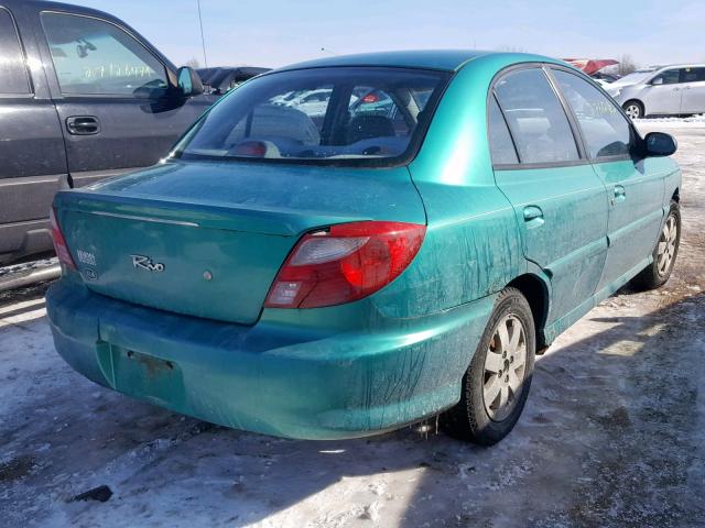 KNADC123416058050 - 2001 KIA RIO GREEN photo 4