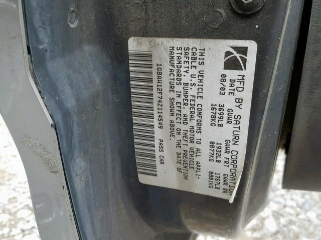 1G8AW12F74Z114549 - 2004 SATURN ION LEVEL SILVER photo 10