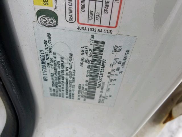 2FMZA52235BA48903 - 2005 FORD FREESTAR S WHITE photo 10