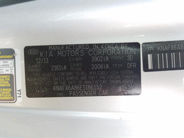 KNAFX6A86E5186552 - 2014 KIA FORTE EX  photo 10