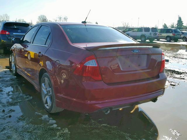 3FAHP0KC9AR185677 - 2010 FORD FUSION SPO RED photo 3