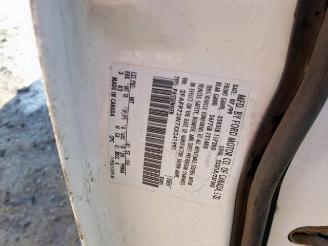 2FAFP73W7XX241991 - 1999 FORD CROWN VICT WHITE photo 10