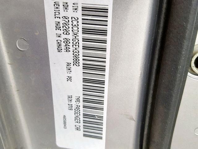 2C3CDXHG5EH330882 - 2014 DODGE CHARGER SX SILVER photo 10