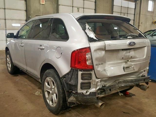 2FMDK4JC3CBA07454 - 2012 FORD EDGE SEL SILVER photo 3