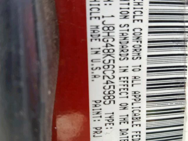 1J8HG48K56C245985 - 2006 JEEP COMMANDER RED photo 10