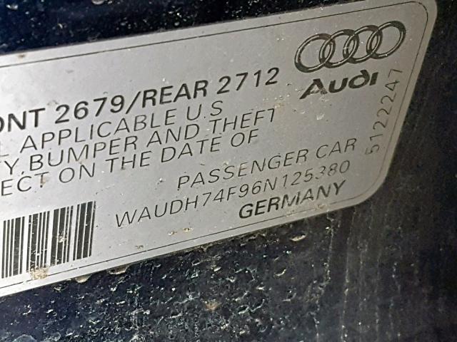 WAUDH74F96N125380 - 2006 AUDI A6 3.2 QUA BLUE photo 10