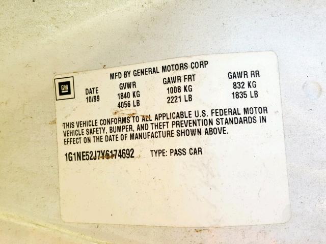 1G1NE52J7Y6174692 - 2000 CHEVROLET MALIBU LS WHITE photo 10